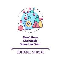 Gießen Sie keine Chemikalien in den Abfluss. Bekämpfung der Wasserverschmutzung abstrakte Idee dünne Linie Illustration. isolierte Umrisszeichnung. editierbarer Strich. vektor