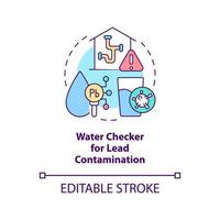 vatten checker för blykontamination koncept ikon. vattenföroreningslösning abstrakt idé tunn linje illustration. isolerade konturritning. redigerbar linje. vektor
