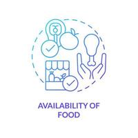 Verfügbarkeit von Lebensmitteln blaues Farbverlauf-Konzept-Symbol. Produkte liefern. Ernährungssicherheit grundlegende Definitionen abstrakte Idee dünne Linie Illustration. isolierte Umrisszeichnung. vektor