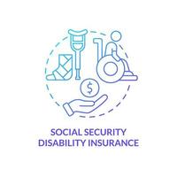 social trygghet invaliditetsförsäkring blå gradient koncept ikon. federal täckning inkluderar abstrakt idé tunn linje illustration. isolerade konturritning. vektor