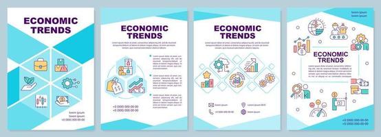 blaue broschürenvorlage für wirtschaftliche trends. Geschäftsprozesse. Broschürendesign mit linearen Symbolen. 4 Vektorlayouts für Präsentationen, Jahresberichte. vektor