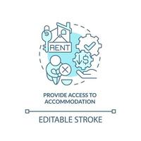 Gewähren Sie Zugriff auf das Symbol für das türkisfarbene Konzept der Unterkunft. barrierefreie wohnungen abstrakte idee dünne linie illustration. isolierte Umrisszeichnung. editierbarer Strich. vektor
