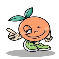 niedlicher orangefarbener Cartoon, der auf etwas zeigt vektor