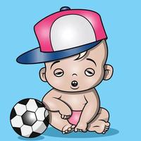 ein süßes baby mit hut und ball vektor