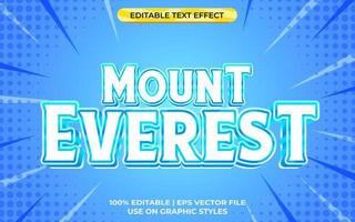 Mount Everest 3D-Texteffekt mit eiskaltem Thema. blaue typografievorlage für gefrorene eisgetränke vektor