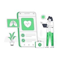 online sjukvård, platt illustration av medicinsk app vektor