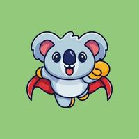 niedlicher superheld koala fliegender cartoon premium vektor