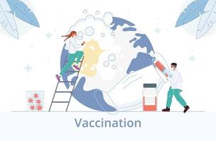läkare i mask tillhandahåller vaccinationsdesinfektion vektor