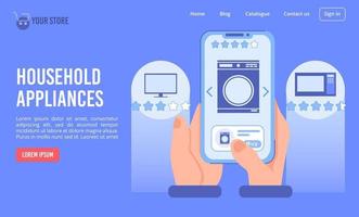 målsida för att köpa hushållsapparater online vektor