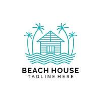 beach house minimalistisk enkel linje logotypdesign vektor