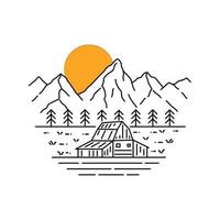 illustration av grand teton i mono line stilkonst för märken, emblem, lappar, t-shirts, etc. vektor