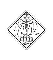 Design für den Yosemite-Wasserfall-Nationalpark im Linienkunststil, Abzeichendesign, T-Shirt-Kunst, T-Shirt-Design vektor
