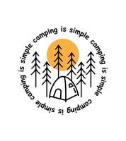 Camping ist eine einfache Illustration für die Gestaltung von T-Shirts, Tassen usw. vektor