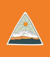 Rocky Mountains-Vektordesign tagsüber für Abzeichendesign, Emblem, T-Shirt-Kunst, T-Shirt-Design vektor
