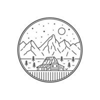 illustration von grand teton in monoline-stilkunst für abzeichen, embleme, aufnäher, t-shirts usw. vektor