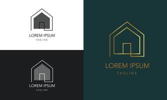 immobilien-logo-vorlage mit goldenen premium-abzeichen im kreativen stil für verkauften vektor des makler-logos