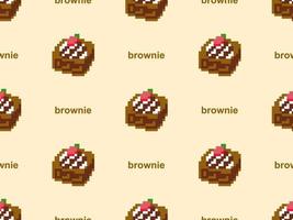 nahtloses muster der brownie-zeichentrickfigur auf gelbem hintergrund. Pixel-Stil. vektor
