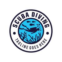 scuba diving logotyp mall. retro dykning logotyp vektor