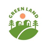 Logo-Vorlage für grünes Land. Grünes Dorflogo vektor