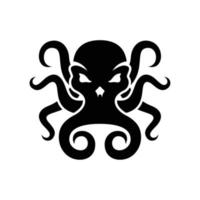 bläckfisk och huvud skalle logotyp vektor
