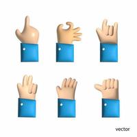 Vektor-Hände-Sammlung d3-Symbol. handzählung und handgestensymbol wie like, love, fist. isolierter Hintergrund. Illustration. vektor