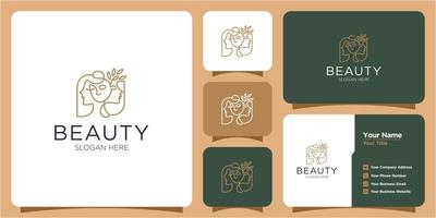minimalistisches Beauty-Spa-Frauenlogo mit Visitenkartenvorlage