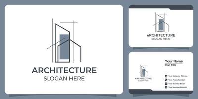 uppsättning eleganta minimalistiska arkitektoniska logotyper och visitkort vektor