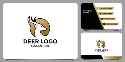 minimalistisches Hirsch-Logo-Design und Branding-Kartenvorlage