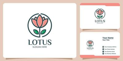 uppsättning lotusblomma logotyper och visitkort vektor