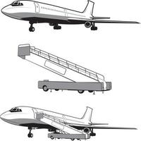 flygplanet landar och startar, utrustningen. resor och transporter. plan ikon i monokrom stil. flygbolag. flygplan som flyger i himlen. affärsresa. isolerad på vitt vektor