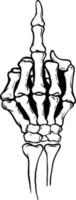 Skelett zeigt Mittelfinger, Vektorillustration, weißer Hintergrund