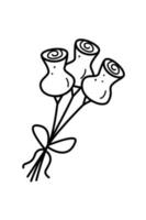 Strauß Rosen, Doodle-Blumen-Vektor-Illustration auf Weiß. vektor