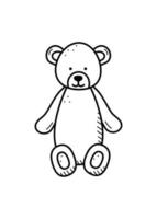 nallebjörn plysch tecknad. vektor illustration uppstoppade björn leksak för barn. doodle stil.