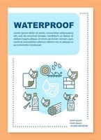 vattentät konstruktion beläggning broschyr mall layout. flygblad, häfte, broschyrtryckdesign med linjära illustrationer. vektor sidlayouter för tidskrifter, årsredovisningar, reklamaffischer
