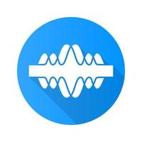 überlappende Wellen blau flaches Design lange Schatten Glyphe Symbol. Sprachaufzeichnung, Funksignal. abstrakte musikfrequenzebene. Rauschen, Vibrationsamplitude. abstrakte Wellenformen. Vektor-Silhouette-Illustration vektor