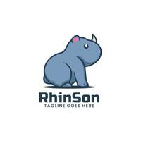 vektor logotyp illustration rhino son maskot tecknad stil.
