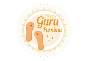 glücklicher guru purnima des indischen festivals für spirituelle und akademische lehrer in flacher karikaturblumenhintergrundillustration vektor