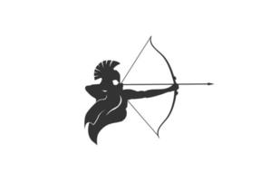 altgriechischer bogenschütze bogenschießen sparta krieger silhouette logo design vektor