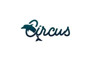 cirkus brev text typ teckensnitt ord bokstäver med delfin logotyp design vektor