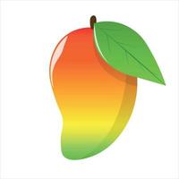 Mango reife Frucht isoliert auf weißem Hintergrund, farbige Cartoon für ClipArt, Illustration, Vektor