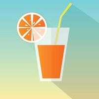 apelsinjuice glas. platt ikon med lång skugga. vektor illustration