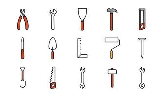 Sammlung von Heimwerkerwerkzeugen. in einem einfachen Icon-Stil gestaltet. vektor