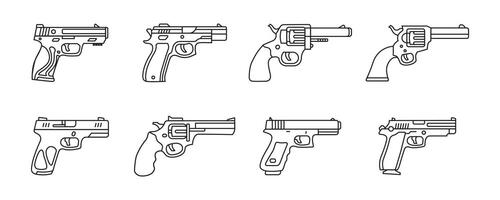 eine Sammlung von Pistolenillustrationen. Set von Militärwaffen im Vektordesign vektor