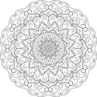 Mandala-Ornament, Umriss, Gekritzel, handgezeichnet, Illustration. Vektor-Henna-Tattoo-Stil, kann für Textilien, Malbücher, Handyhüllendruck, Grußkarten verwendet werden vektor