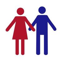 Piktogramm von Menschen. flache Ikone des modernen Paares. Mann und Frau halten sich an den Händen vektor
