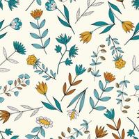 Vektornahtloses Muster mit handgezeichneten Blumen des Gekritzels. schöner stilisierter naturhintergrund. Boho nahtlose Textur für Textilien, Tapeten, Scrapbooking und Geschenkpapier. vektor