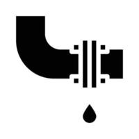 undichtes Rohr Glyphen-Symbol Vektor schwarze Illustration