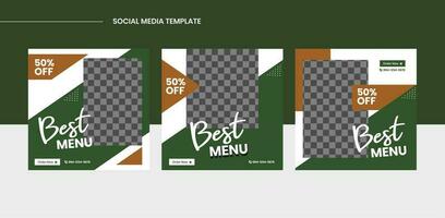 kulinariska fyrkantiga inläggsmallar för sociala medier, lämpliga för restaurang vektor
