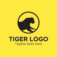 Tiger-Logo. minimalistisches Logo in schwarzer Kreisform. vektor