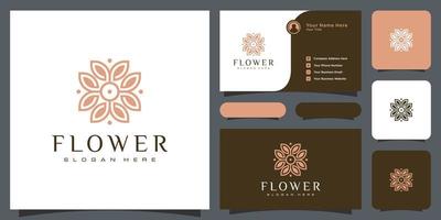 Blumen-Monolinie Luxus-Logo mit Visitenkarten-Design vektor